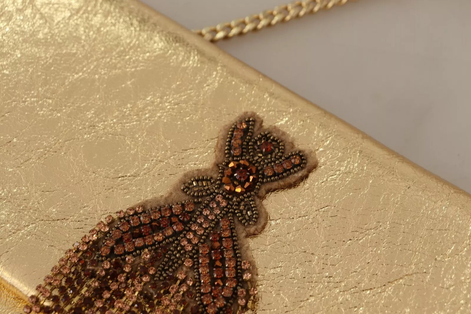 Patrizia Pepe Gold Leather Embellished Shoulder Strap Bag