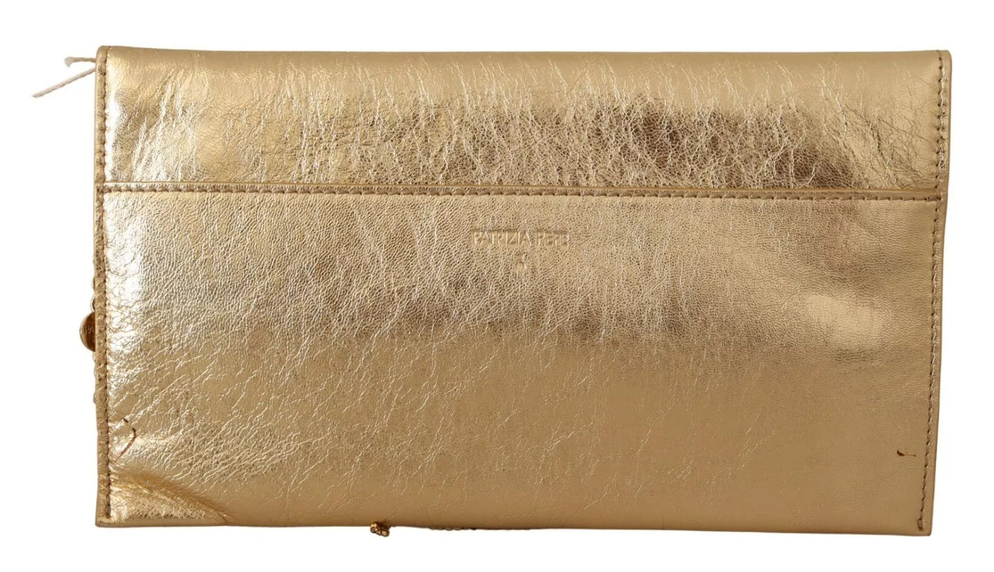 Patrizia Pepe Gold Leather Embellished Shoulder Strap Bag