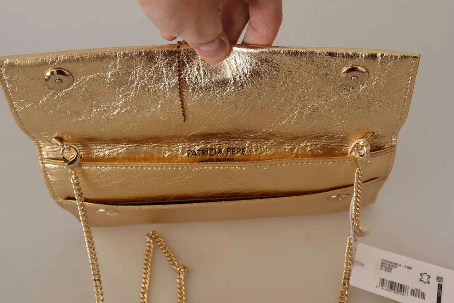 Patrizia Pepe Gold Leather Embellished Shoulder Strap Bag