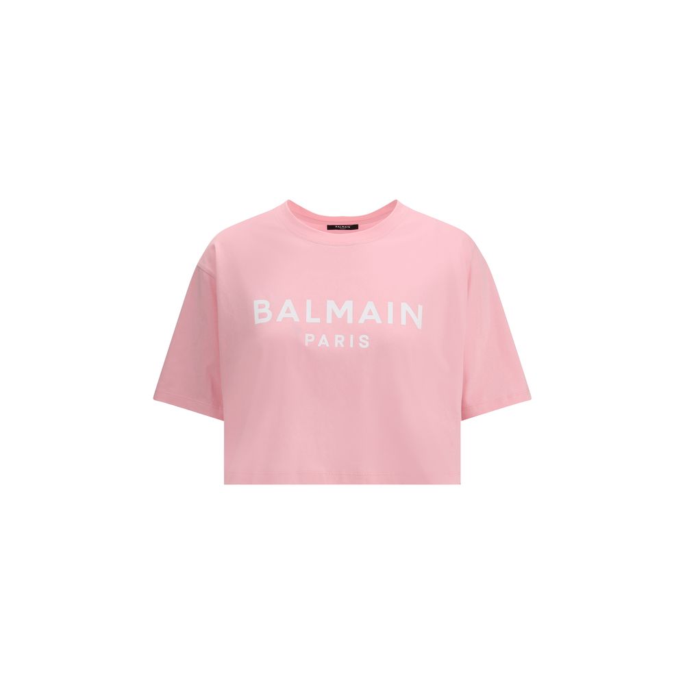 Balmain Logoed T-Shirt - Cropped Elegance with Urban Edge