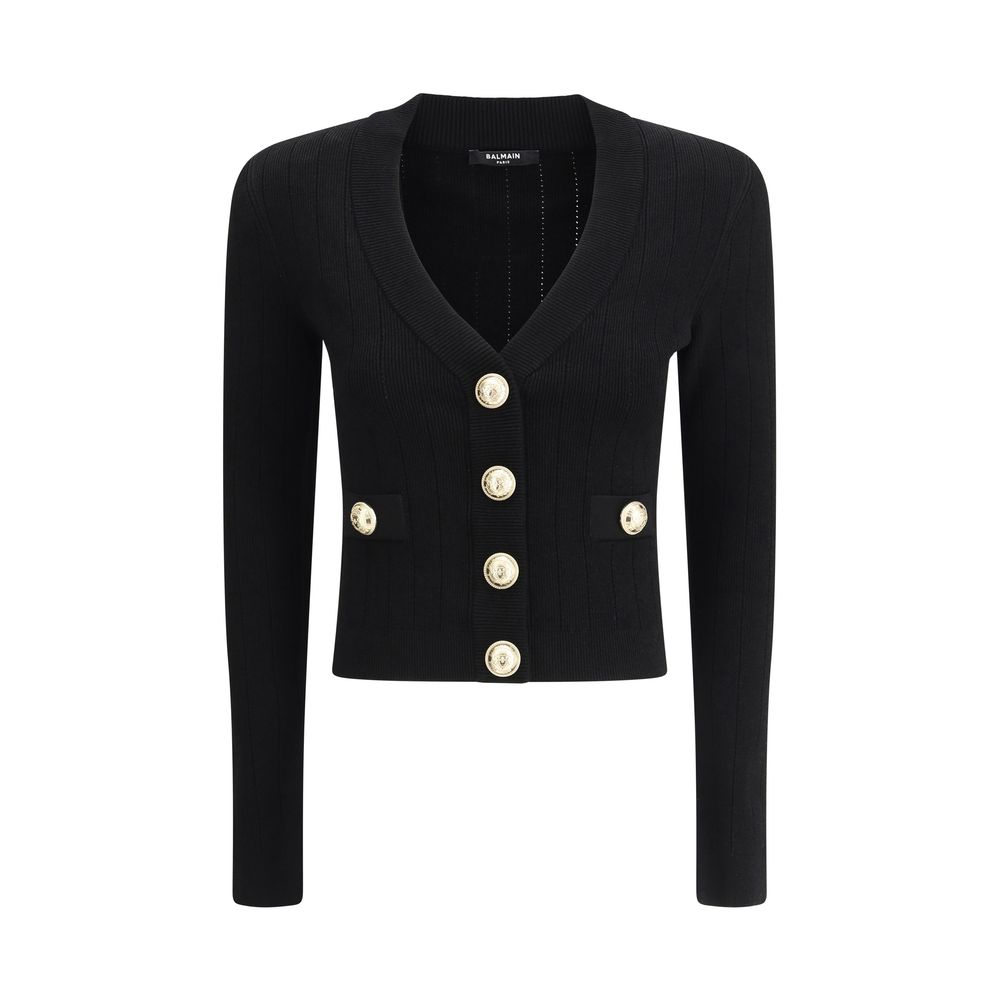 Balmain Cropped V-Neck Cardigan