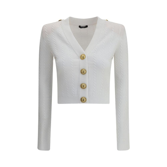 Balmain Ribbed and Braided Cardigan