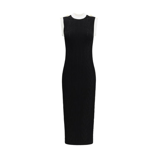 Balmain Sleeveless Torsade Knit Long Dress