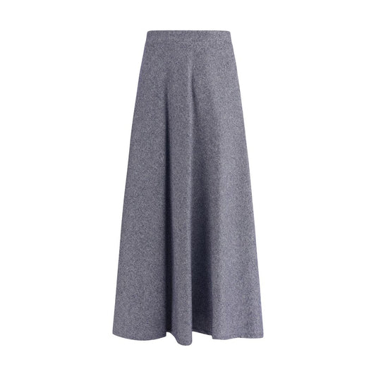Sara Roka Grey Flared Midi Skirt