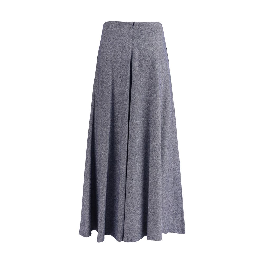 Sara Roka Grey Flared Midi Skirt