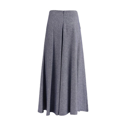 Sara Roka Grey Flared Midi Skirt