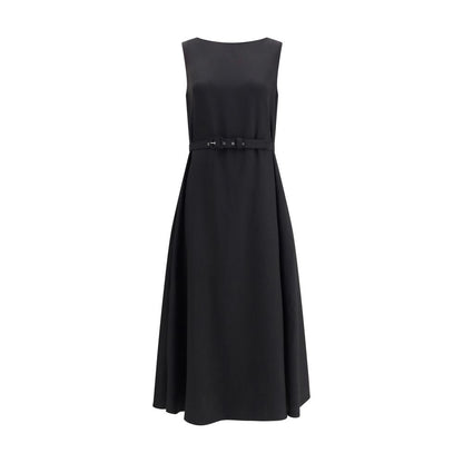Sara Roka Black Belted Wool Blend Sheath Dress