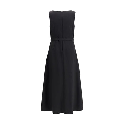 Sara Roka Black Belted Wool Blend Sheath Dress