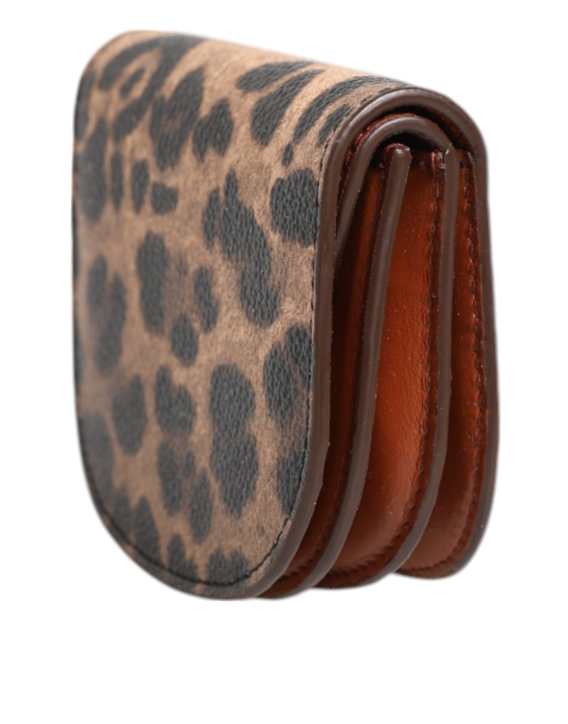 Dolce & Gabbana Brown Leopard Print Calf Leather Small Coin Purse Wallet