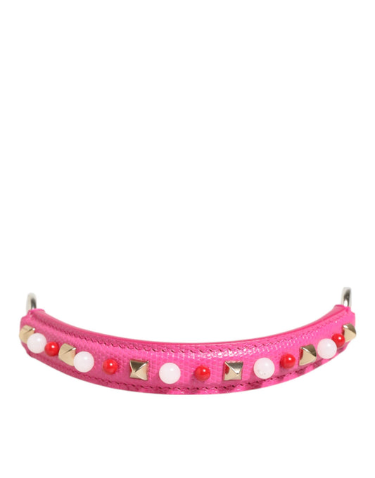 Dolce & Gabbana Pink Embellished Leather Shoulder Strap