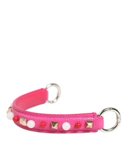 Dolce & Gabbana Pink Embellished Leather Shoulder Strap