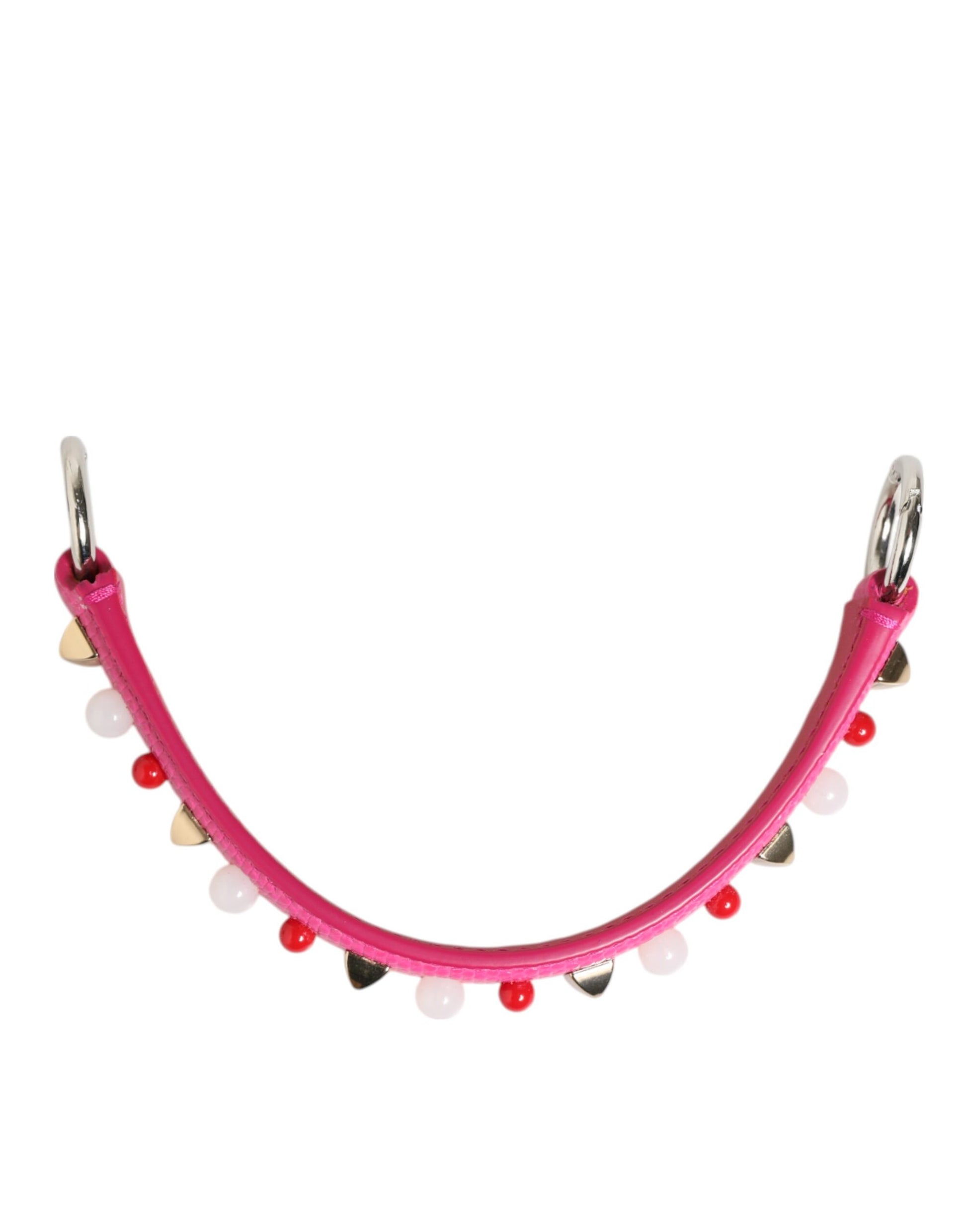 Dolce & Gabbana Pink Embellished Leather Shoulder Strap