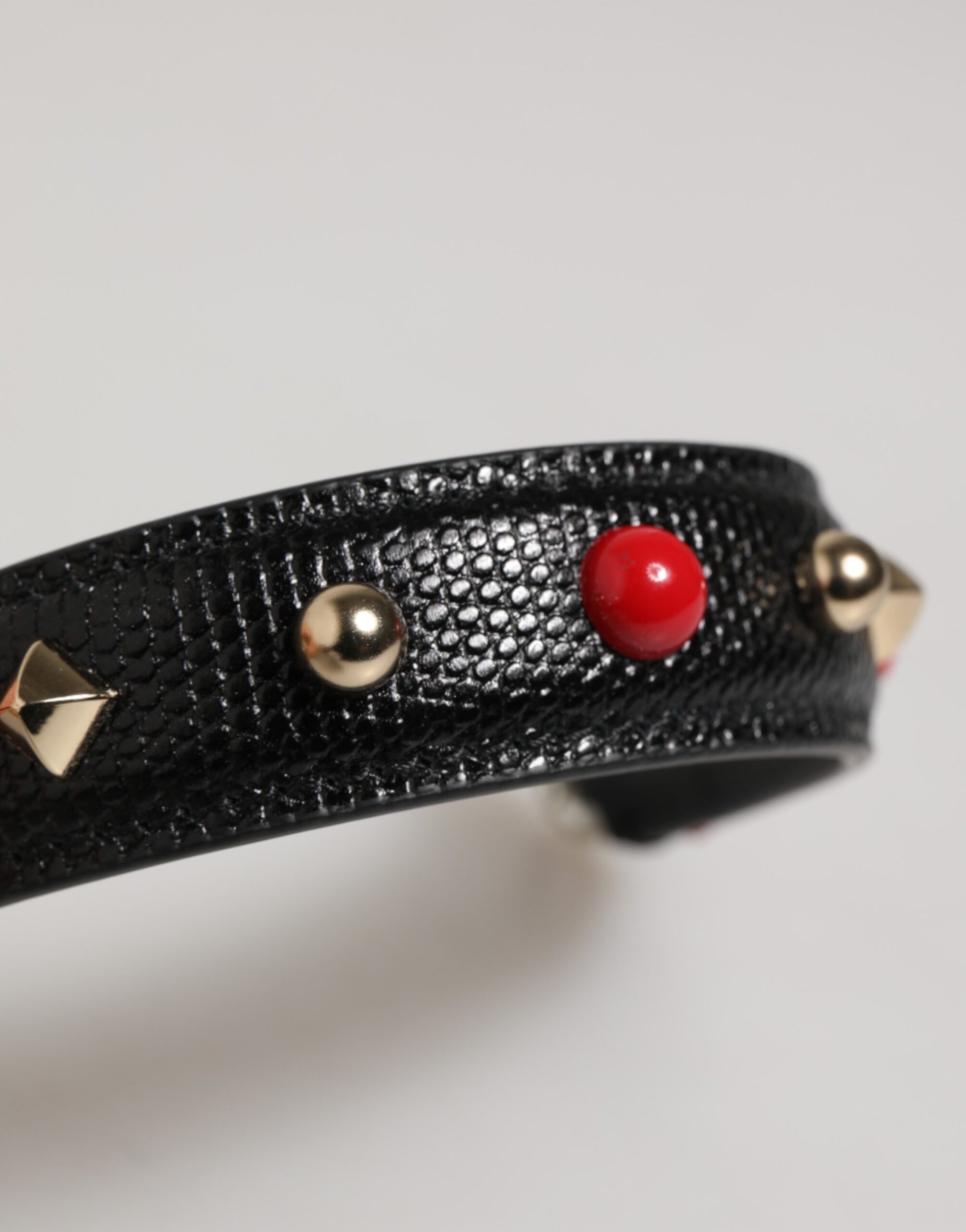 Dolce & Gabbana Black Embellished Leather Bag Handle Shoulder Strap