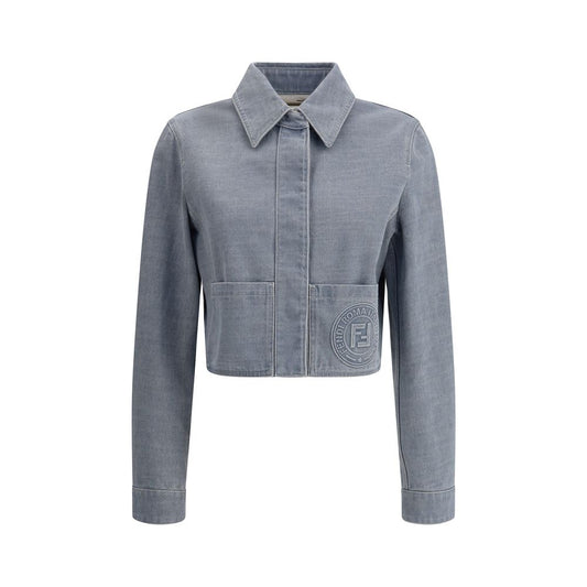 Fendi Blue Cropped Denim Jacket for Women