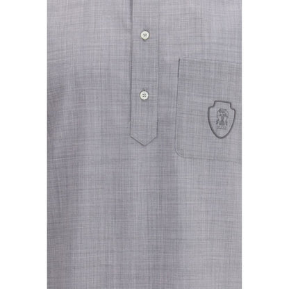 Brunello Cucinelli Virgin Wool Poplin Polo Shirt