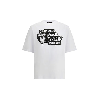 Dsquared² x Magliano White Cotton "Voice Yourself" T-Shirt
