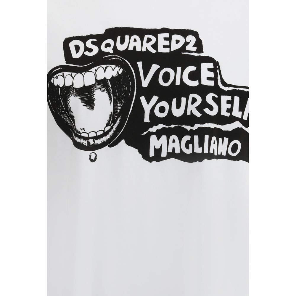 Dsquared² x Magliano White Cotton "Voice Yourself" T-Shirt