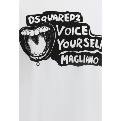 Dsquared² x Magliano White Cotton "Voice Yourself" T-Shirt
