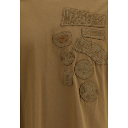 Dsquared2 Brown Embroidered Patches T-Shirt for Men