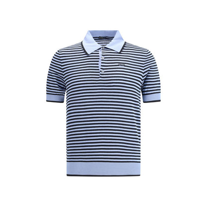 Prada Blue Striped Polo Short Sleeve Sweater for Men