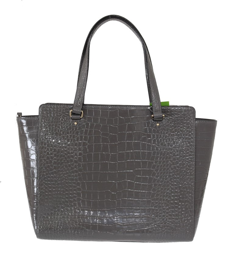 Kate Spade Grey Croc Embossed Leather Elissa Bristol Drive Tote Handbag