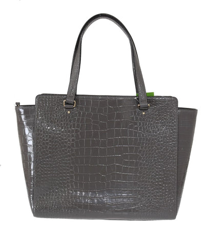 Kate Spade Grey Croc Embossed Leather Elissa Bristol Drive Tote Handbag