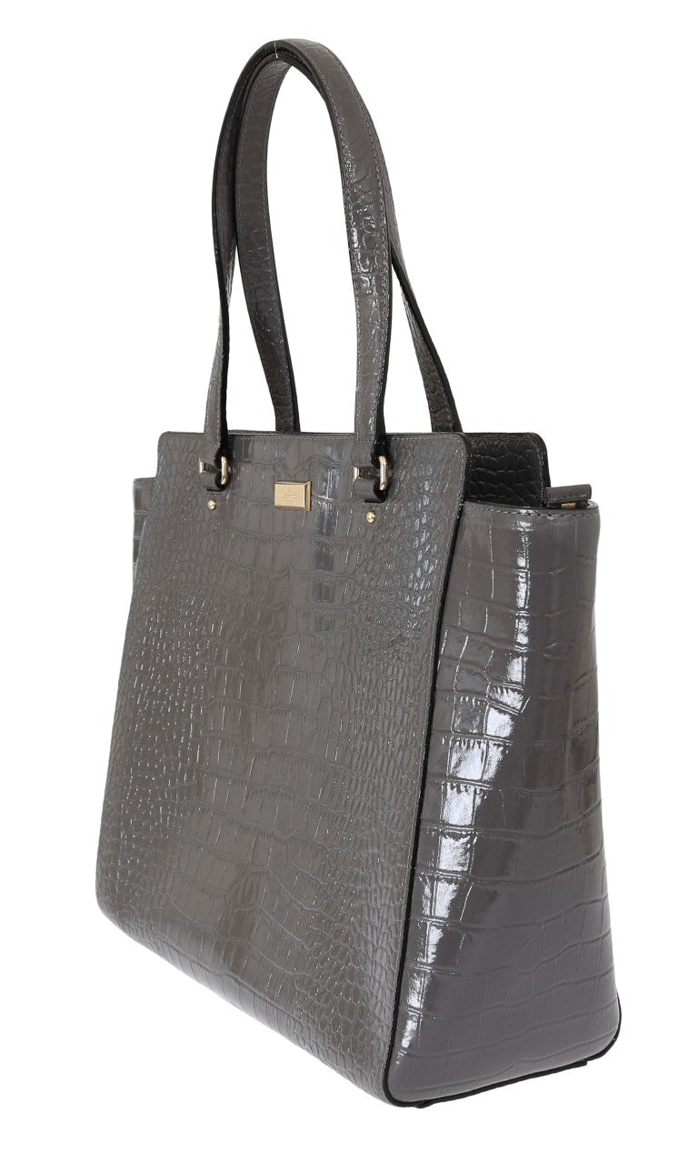 Kate Spade Grey Croc Embossed Leather Elissa Bristol Drive Tote Handbag