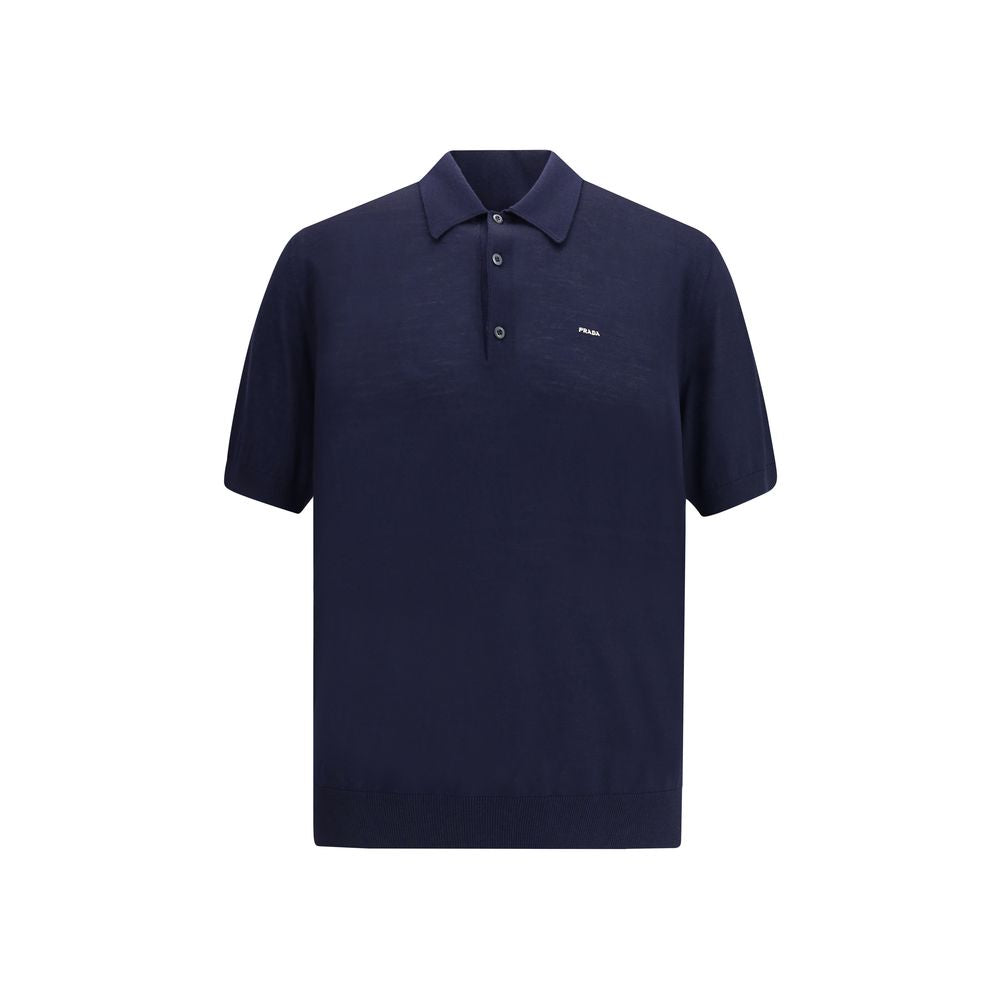 Prada Blue Fleece Wool Polo Shirt: Timeless Elegance Redefined