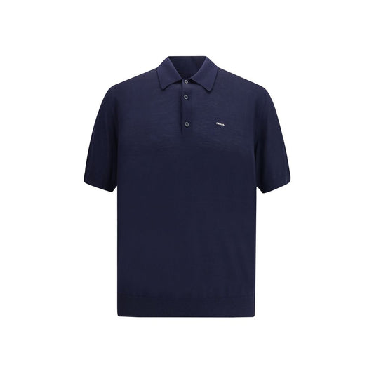 Prada Blue Fleece Wool Polo Shirt: Timeless Elegance Redefined