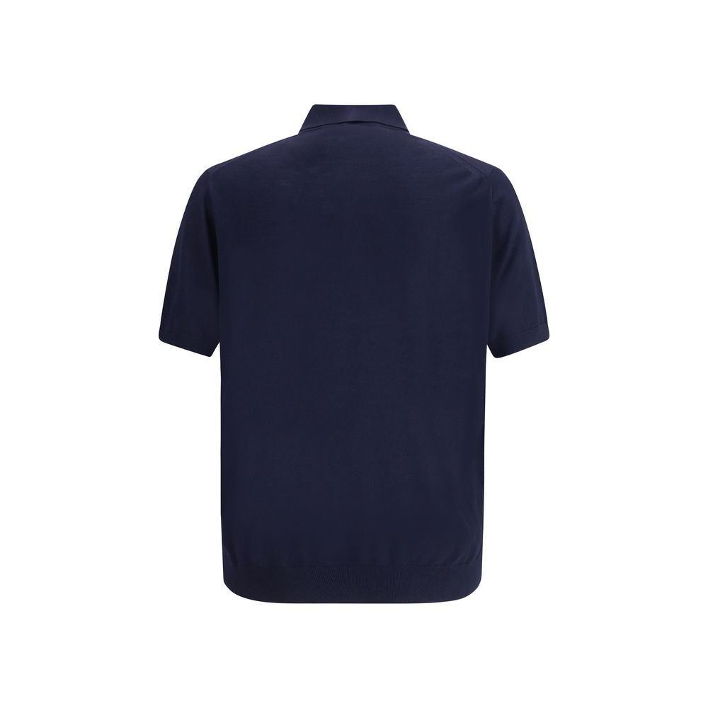 Prada Blue Fleece Wool Polo Shirt: Timeless Elegance Redefined