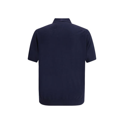 Prada Blue Fleece Wool Polo Shirt: Timeless Elegance Redefined