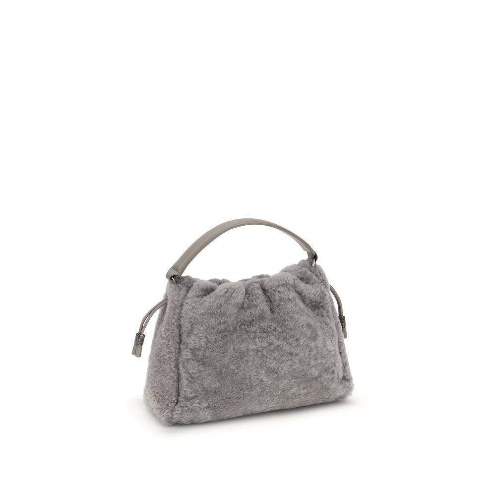 Brunello Cucinelli Small Shearling Mellow Shoulder Bag