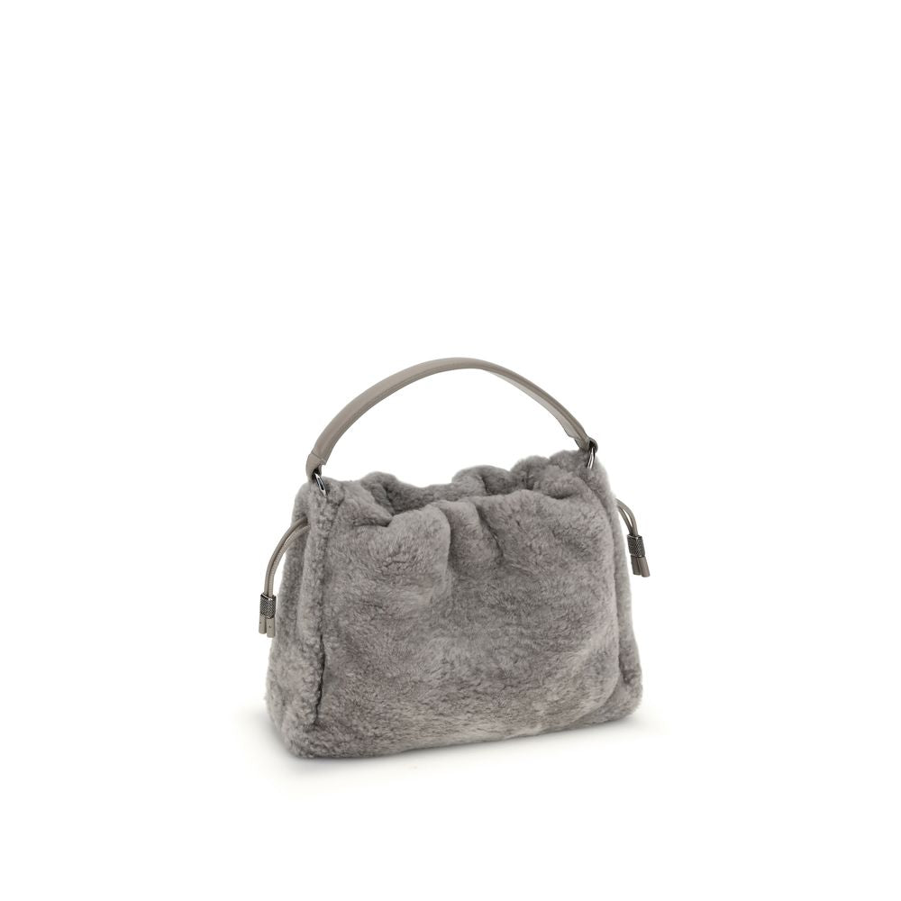 Brunello Cucinelli Small Shearling Mellow Shoulder Bag