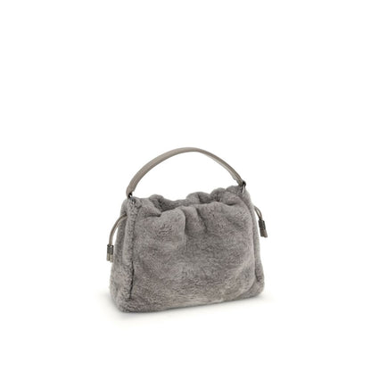 Brunello Cucinelli Small Shearling Mellow Shoulder Bag