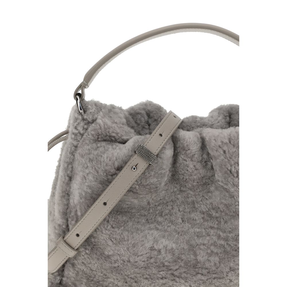 Brunello Cucinelli Small Shearling Mellow Shoulder Bag