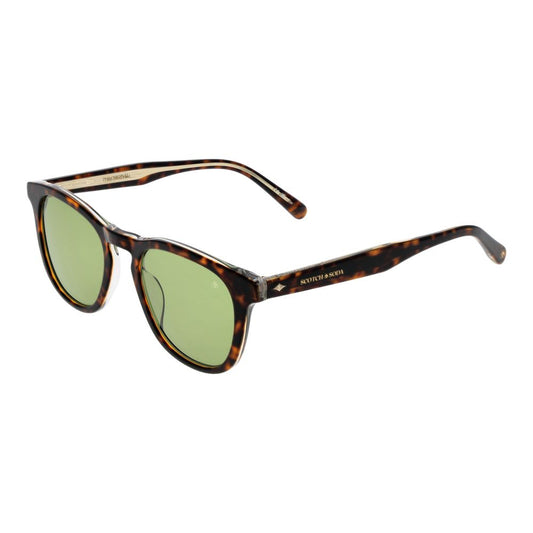 Scotch & Soda Men’s Sunglasses – Brown Round Frame, Green Lenses