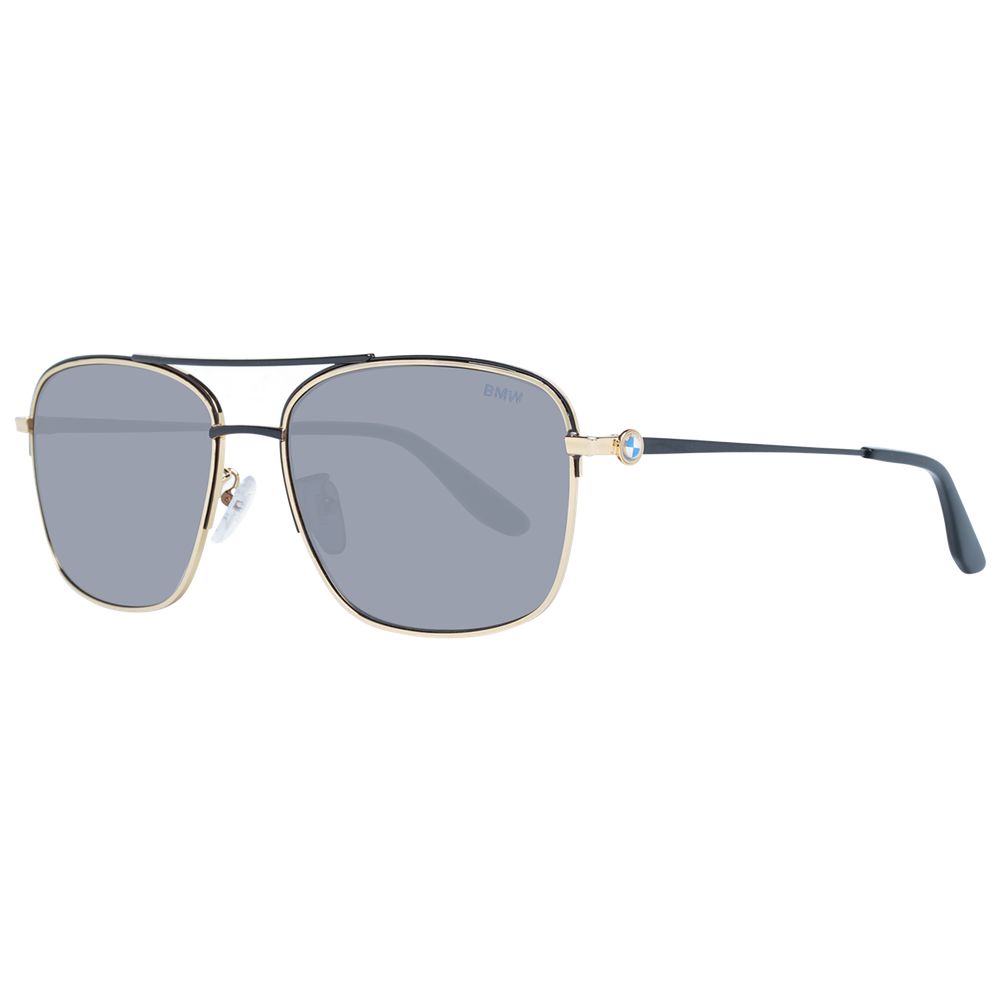 BMW Gold Men’s Sunglasses – Aviator Frame with Grey Lenses