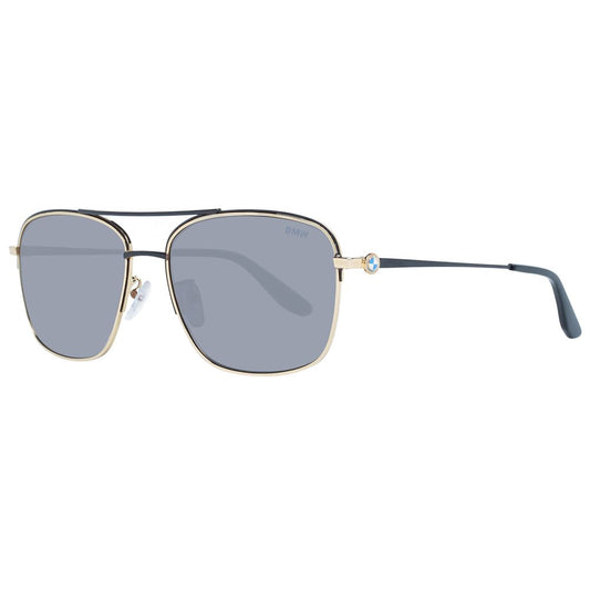 BMW Gold Men’s Sunglasses – Aviator Frame with Grey Lenses
