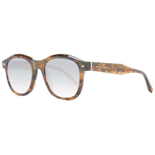 Scotch & Soda Men’s Sunglasses – Brown Square Frame, Green Gradient Lenses