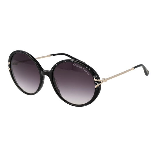 Christian Lacroix Women’s Sunglasses – Black Round Frame, Purple Gradient Lenses