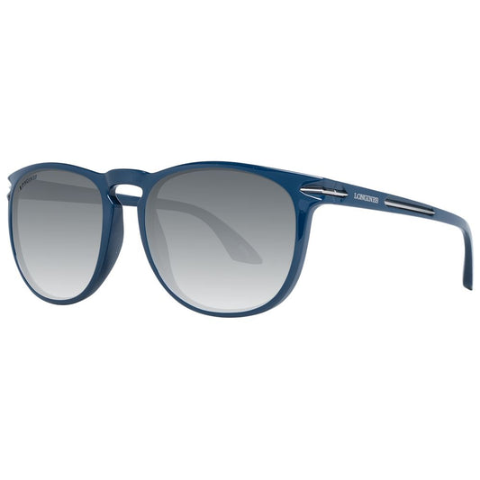 Longines Blue Men’s Sunglasses – Round Plastic Frame, Grey Gradient Lenses