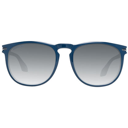 Longines Blue Men’s Sunglasses – Round Plastic Frame, Grey Gradient Lenses