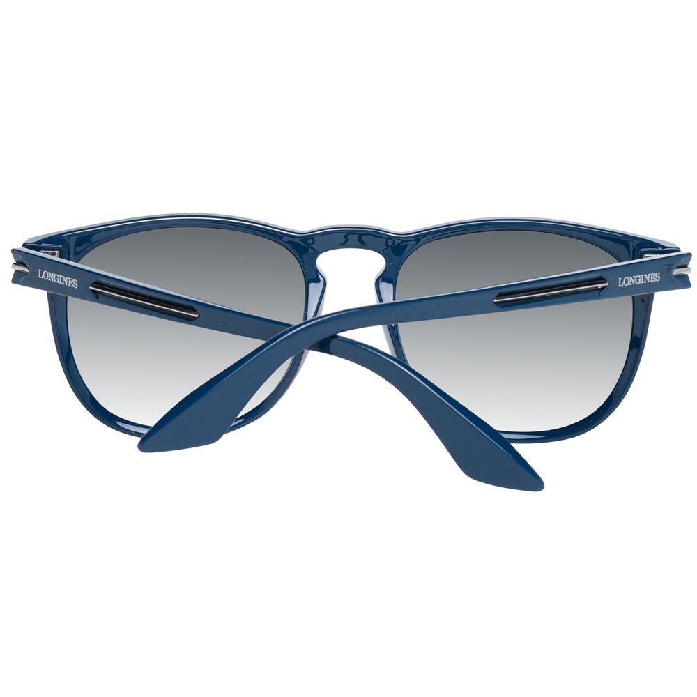 Longines Blue Men’s Sunglasses – Round Plastic Frame, Grey Gradient Lenses
