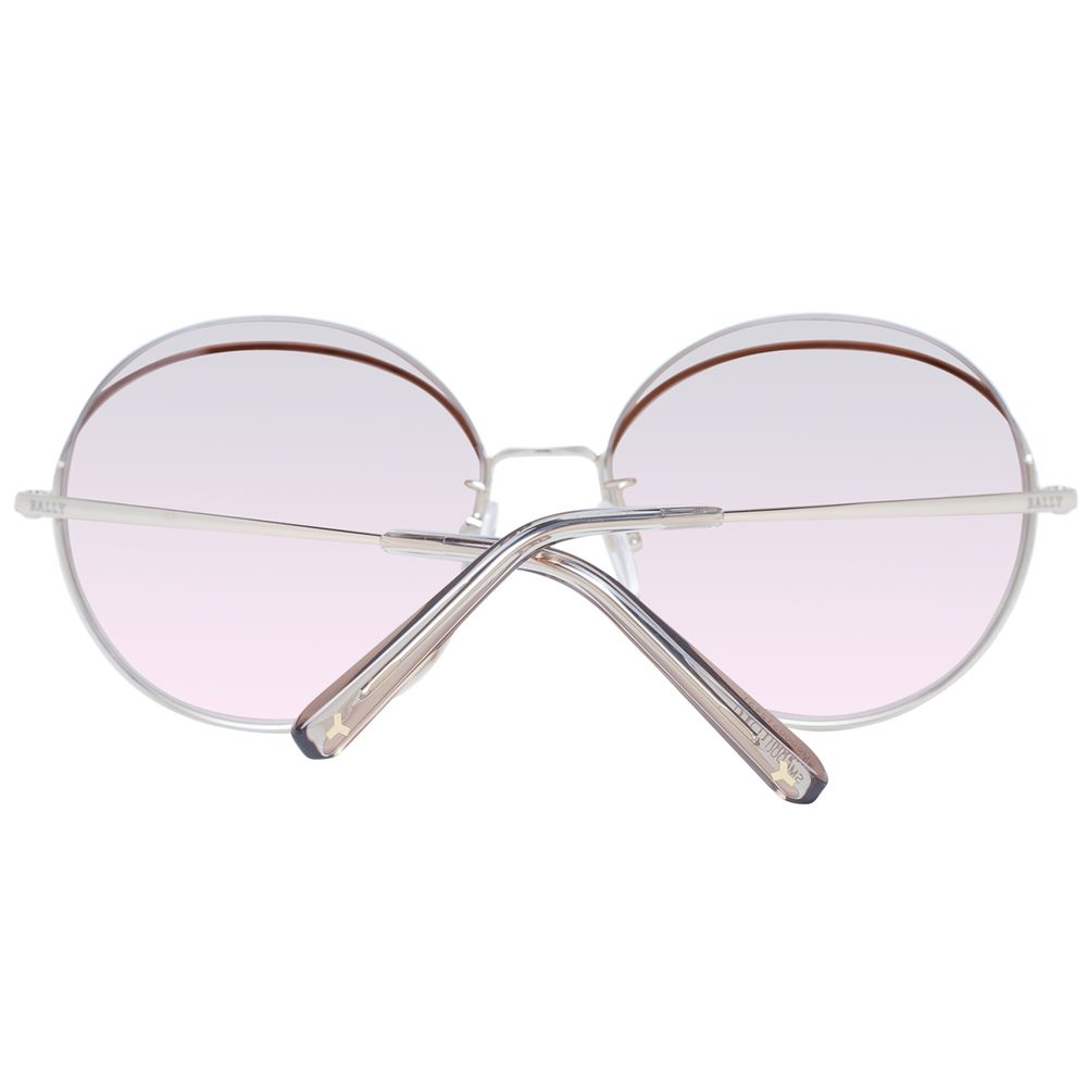 Bally Women's Sunglasses – Rose Gold Round Frame, Brown Mirrored Lenses