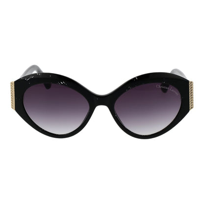 Christian Lacroix Women's Sunglasses – Black Cat Eye Frame with Purple Gradient Lenses