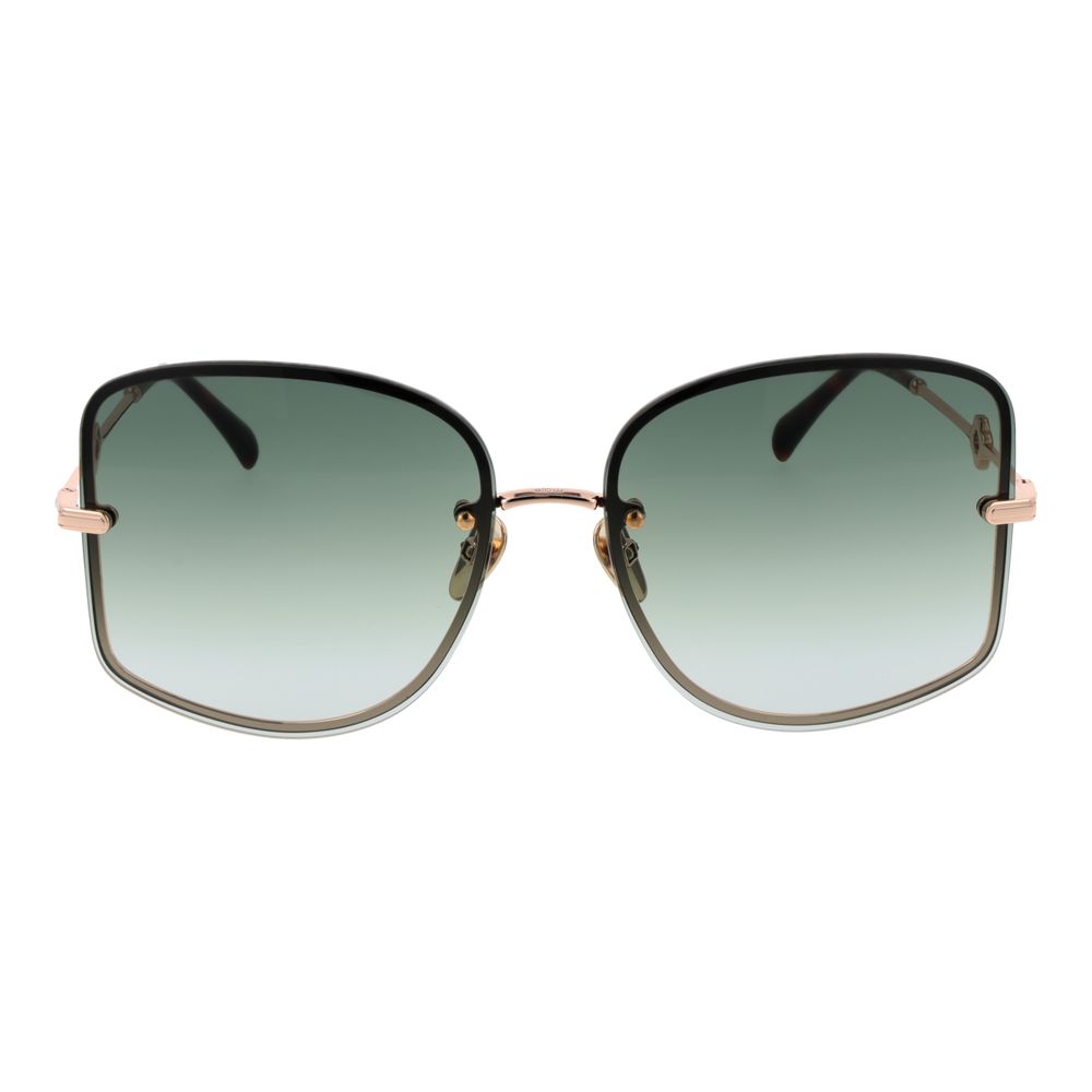 Maje Women’s Sunglasses – Rose Gold Square Frame, Green Gradient Lenses