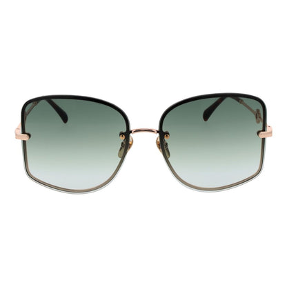 Maje Women’s Sunglasses – Rose Gold Square Frame, Green Gradient Lenses