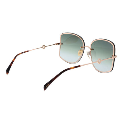 Maje Women’s Sunglasses – Rose Gold Square Frame, Green Gradient Lenses