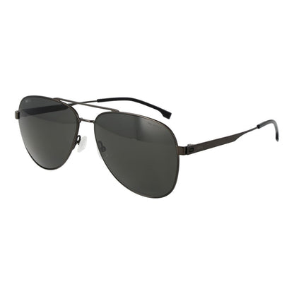 Hugo Boss Men’s Sunglasses – Gunmetal Aviator Frame, Grey Polarized Lenses