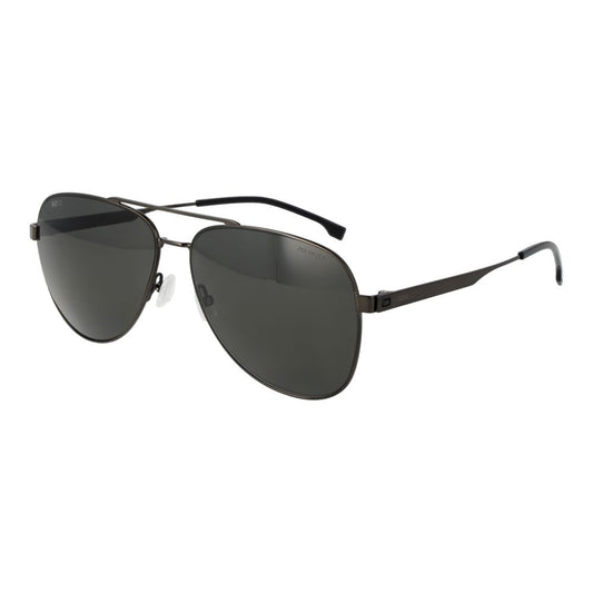 Hugo Boss Men’s Sunglasses – Gunmetal Aviator Frame, Grey Polarized Lenses
